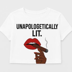 Unapologetically Lit Crop Top-White